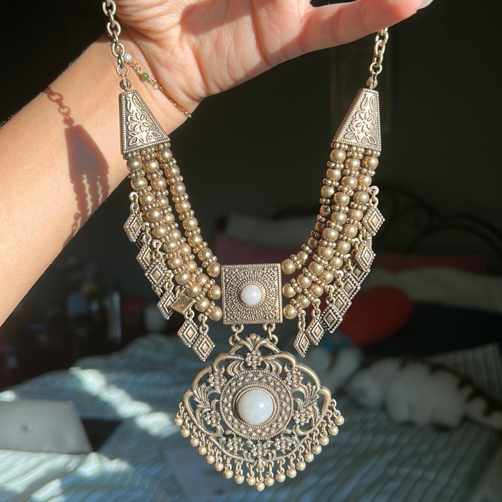 Statement gold necklace